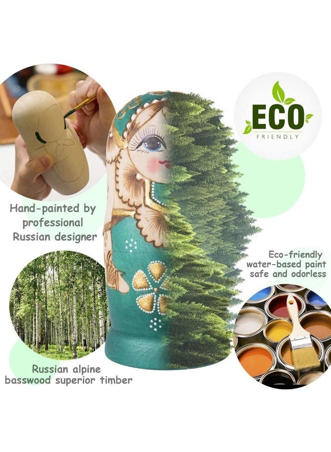 Nesting Dolls Matryoshka Wooden Stacking Nested Set 7 Pcs Handmade Toys for Kids Children  Mother's Day Birthday Home Room Decoration - Image 5